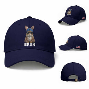 Funny Easter Bruh Bunny Sunglasses Meme Baseball Cap TS11 Baseball Cap Universal Fit Dark Blue Print Your Wear