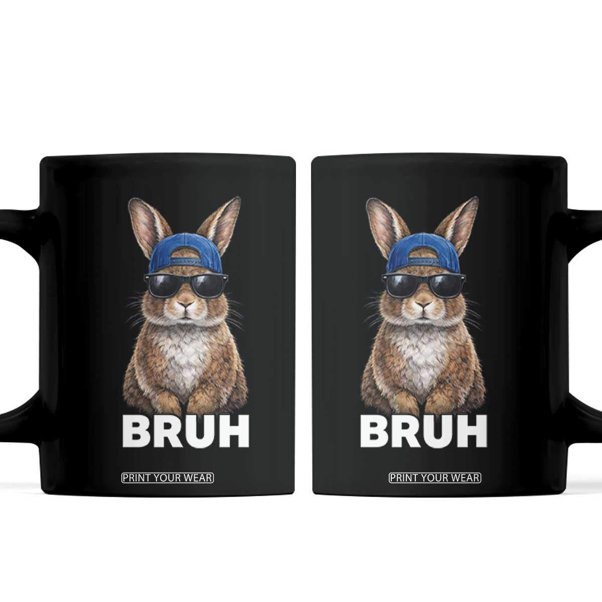 Funny Easter Bruh Bunny Sunglasses Meme Coffee Mug TS11 Black Print Your Wear