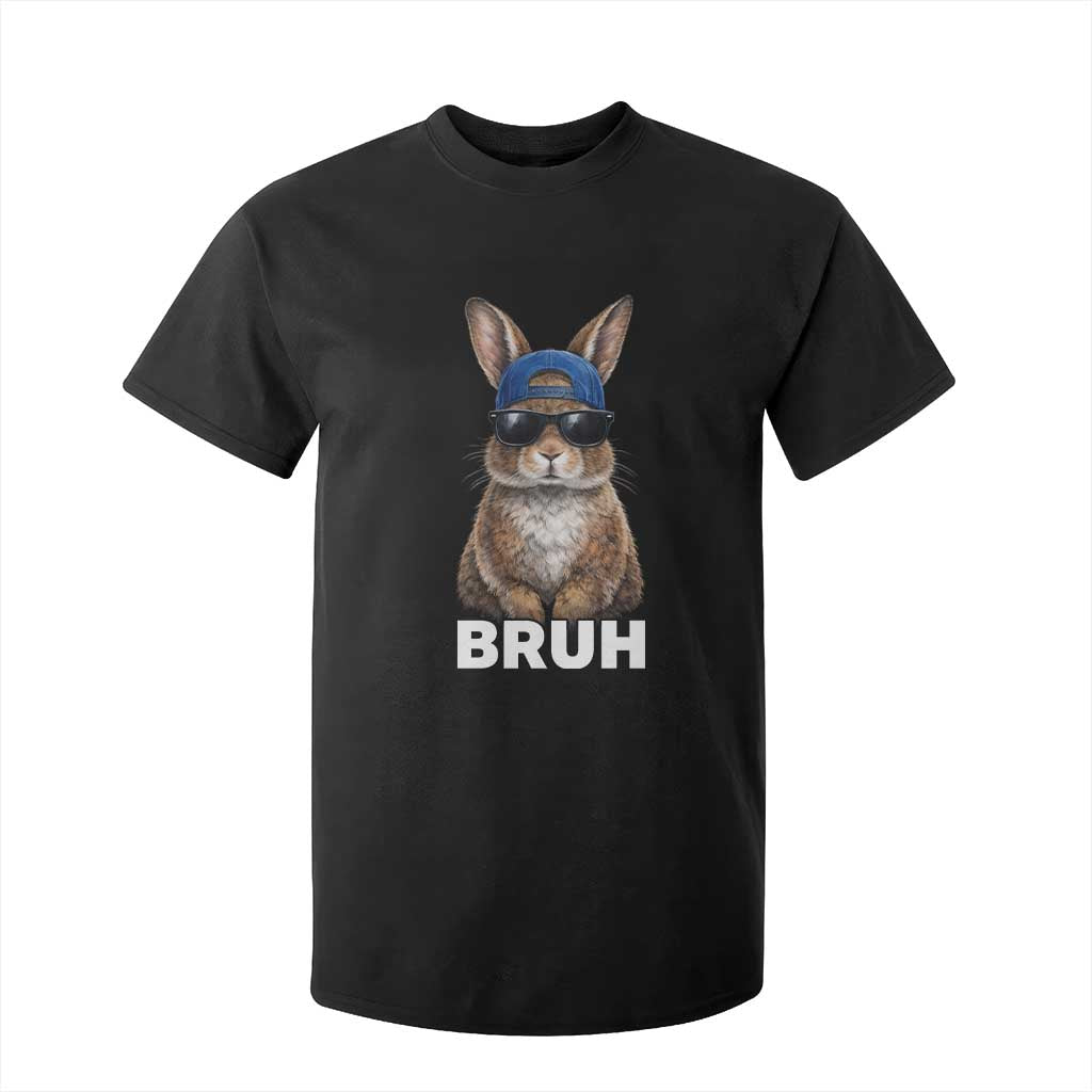 Funny Easter Bruh Bunny Sunglasses Meme T Shirt For Kid TS11 Black Print Your Wear