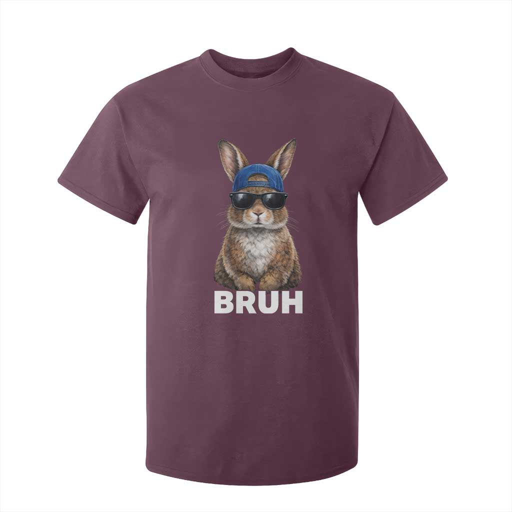 Funny Easter Bruh Bunny Sunglasses Meme T Shirt For Kid TS11 Maroon Print Your Wear