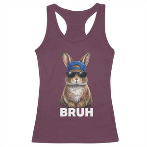 Funny Easter Bruh Bunny Sunglasses Meme Racerback Tank Top TS11 Maroon Print Your Wear