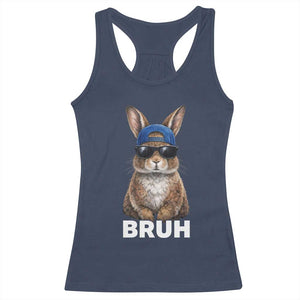 Funny Easter Bruh Bunny Sunglasses Meme Racerback Tank Top TS11 Navy Print Your Wear