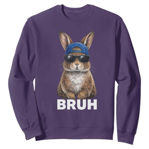 Funny Easter Bruh Bunny Sunglasses Meme Sweatshirt TS11 Purple Print Your Wear
