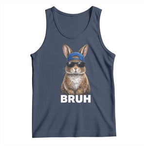 Funny Easter Bruh Bunny Sunglasses Meme Tank Top TS11 Navy Print Your Wear
