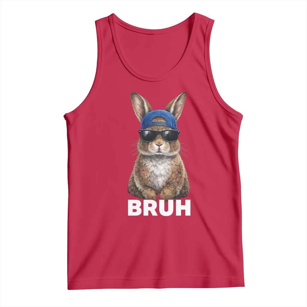 Funny Easter Bruh Bunny Sunglasses Meme Tank Top TS11 Red Print Your Wear