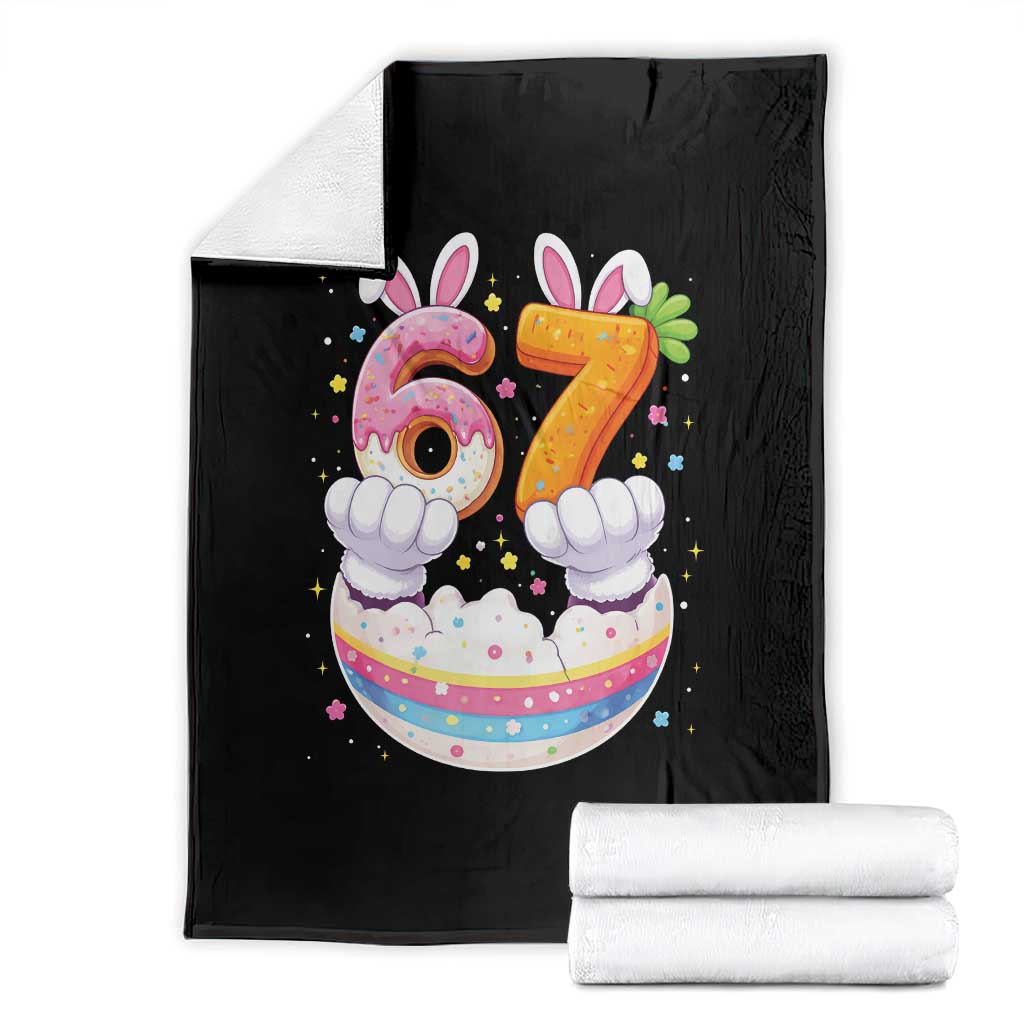 Funny Easter Day Bunny 67 Six Seven Meme Throw Blanket TS11 Black Print Your Wear