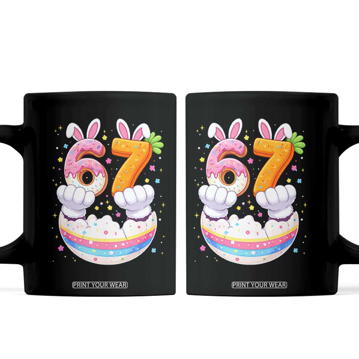 Funny Easter Day Bunny 67 Six Seven Meme Coffee Mug TS11 Black Print Your Wear