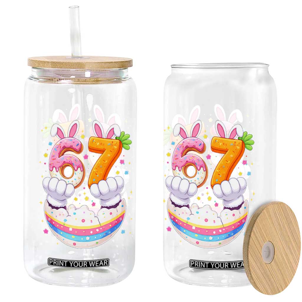 Funny Easter Day Bunny 67 Six Seven Meme Glass Can TS11 Print Your Wear