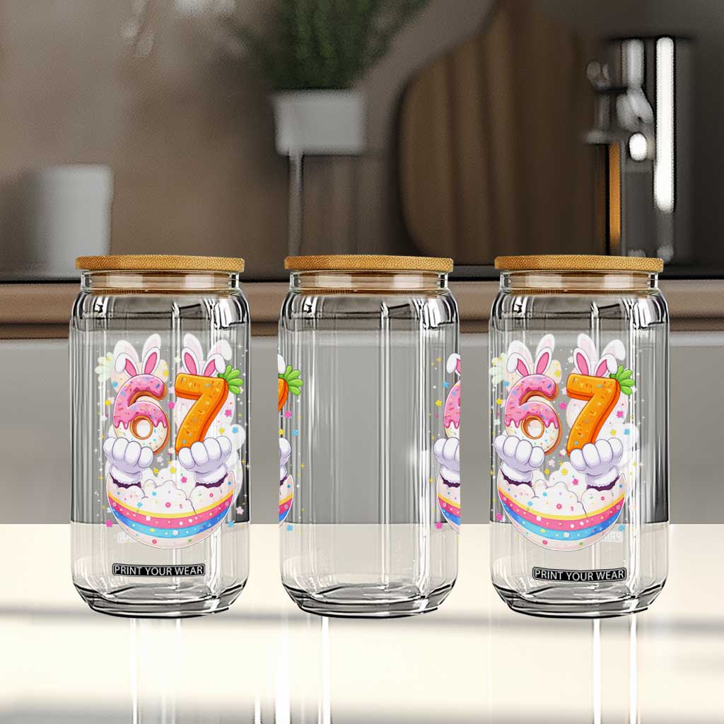Funny Easter Day Bunny 67 Six Seven Meme Glass Can TS11 Print Your Wear