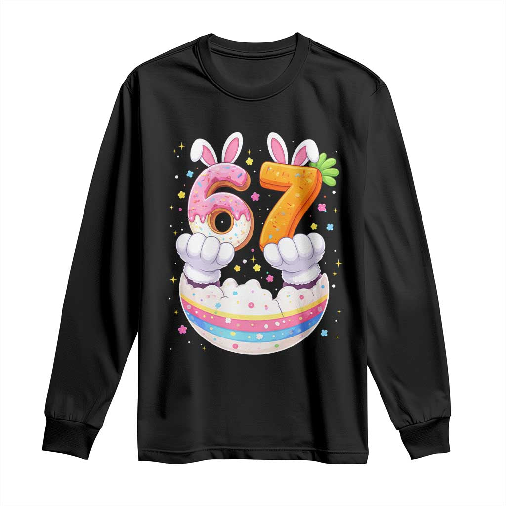 Funny Easter Day Bunny 67 Six Seven Meme Long Sleeve Shirt TS11 Black Print Your Wear
