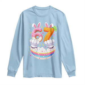Funny Easter Day Bunny 67 Six Seven Meme Long Sleeve Shirt TS11 Light Blue Print Your Wear