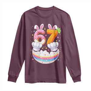 Funny Easter Day Bunny 67 Six Seven Meme Long Sleeve Shirt TS11 Maroon Print Your Wear