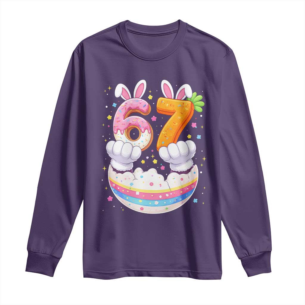 Funny Easter Day Bunny 67 Six Seven Meme Long Sleeve Shirt TS11 Purple Print Your Wear