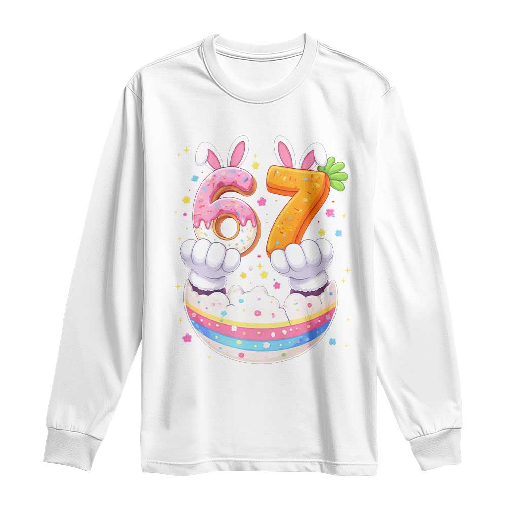 Funny Easter Day Bunny 67 Six Seven Meme Long Sleeve Shirt TS11 White Print Your Wear