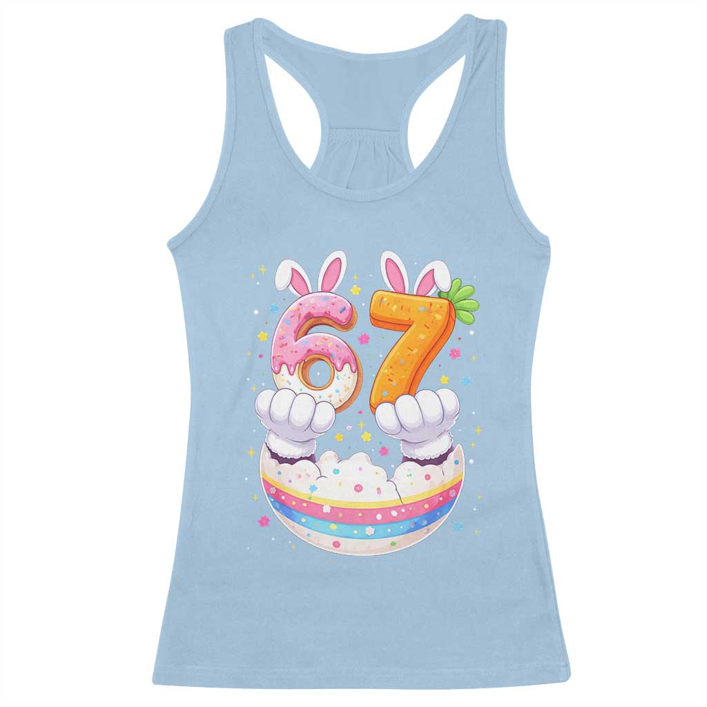 Funny Easter Day Bunny 67 Six Seven Meme Racerback Tank Top TS11 Light Blue Print Your Wear