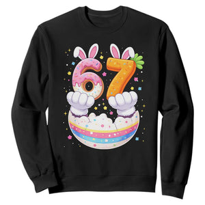 Funny Easter Day Bunny 67 Six Seven Meme Sweatshirt TS11 Black Print Your Wear