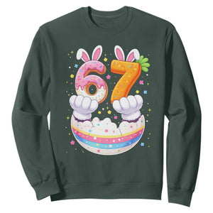 Funny Easter Day Bunny 67 Six Seven Meme Sweatshirt TS11 Dark Forest Green Print Your Wear