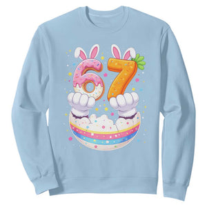 Funny Easter Day Bunny 67 Six Seven Meme Sweatshirt TS11 Light Blue Print Your Wear