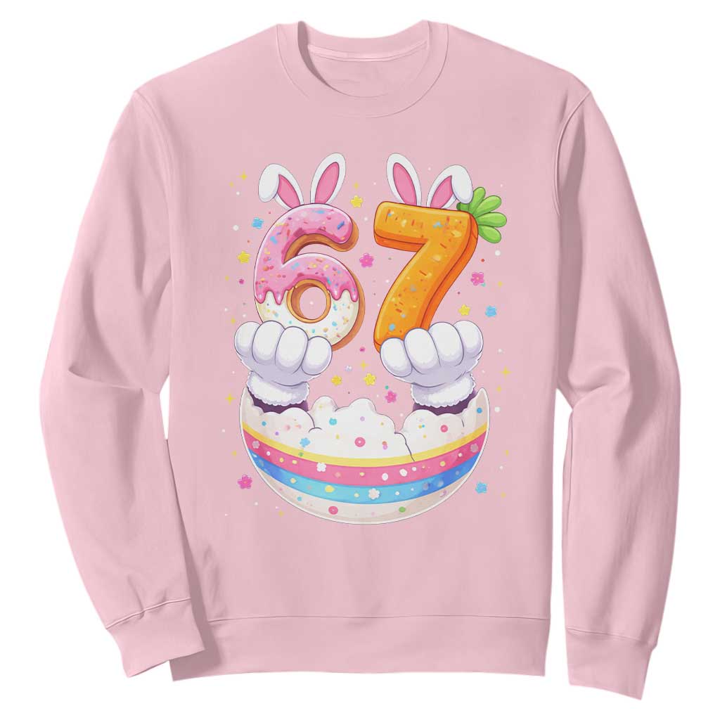 Funny Easter Day Bunny 67 Six Seven Meme Sweatshirt TS11 Light Pink Print Your Wear