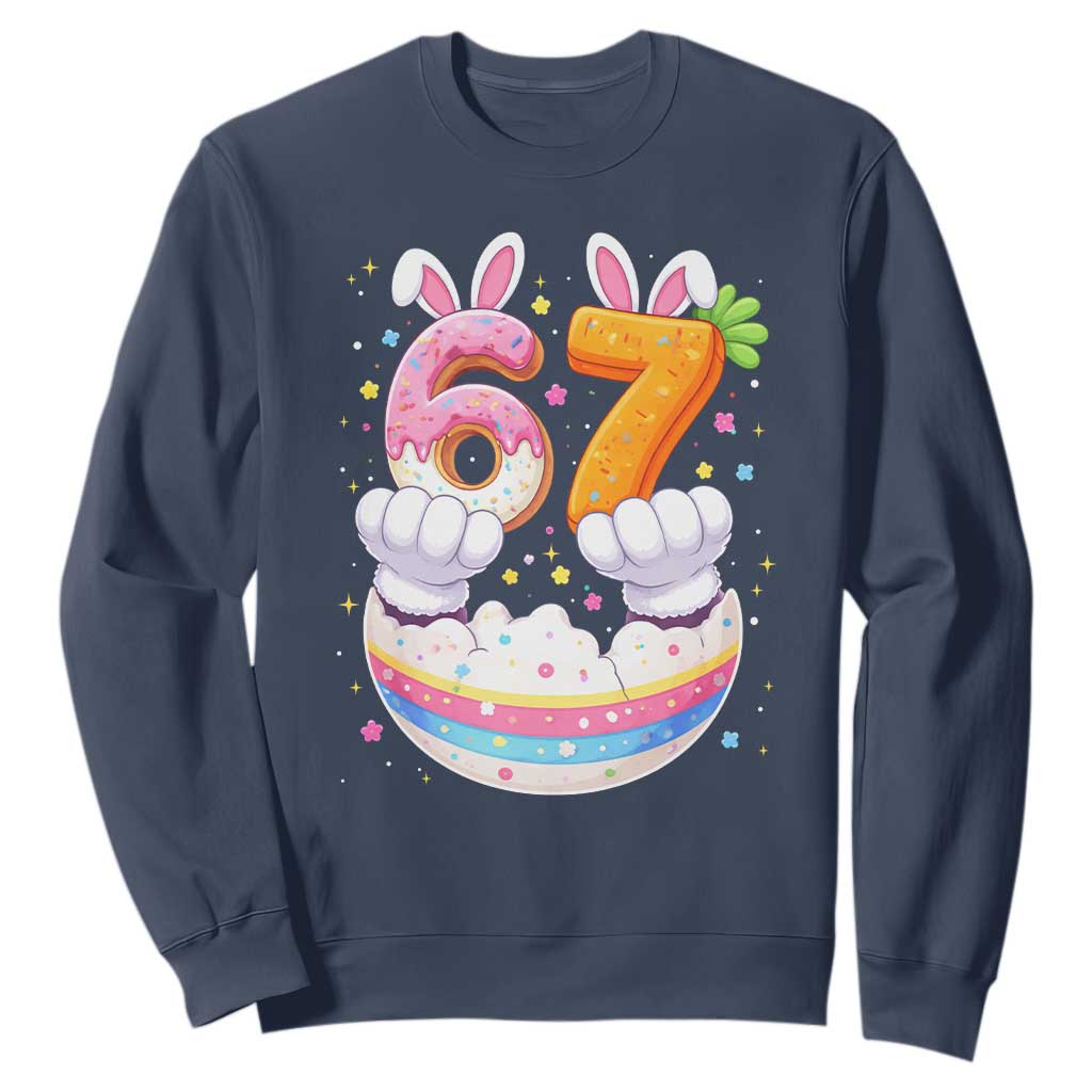 Funny Easter Day Bunny 67 Six Seven Meme Sweatshirt TS11 Navy Print Your Wear