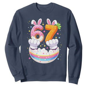 Funny Easter Day Bunny 67 Six Seven Meme Sweatshirt TS11 Navy Print Your Wear