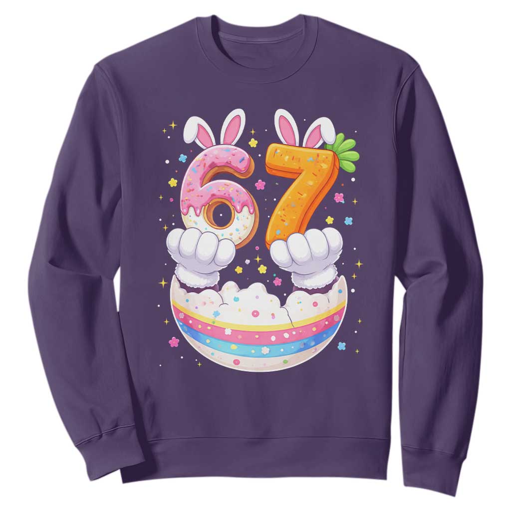 Funny Easter Day Bunny 67 Six Seven Meme Sweatshirt TS11 Purple Print Your Wear