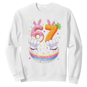 Funny Easter Day Bunny 67 Six Seven Meme Sweatshirt TS11 White Print Your Wear