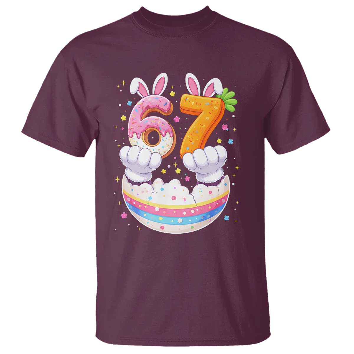 Funny Easter Day Bunny 67 Six Seven Meme T Shirt TS11 Maroon Print Your Wear