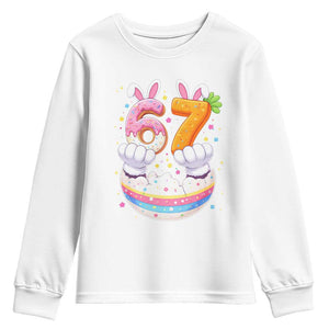 Funny Easter Day Bunny 67 Six Seven Meme Youth Sweatshirt TS11 White Print Your Wear