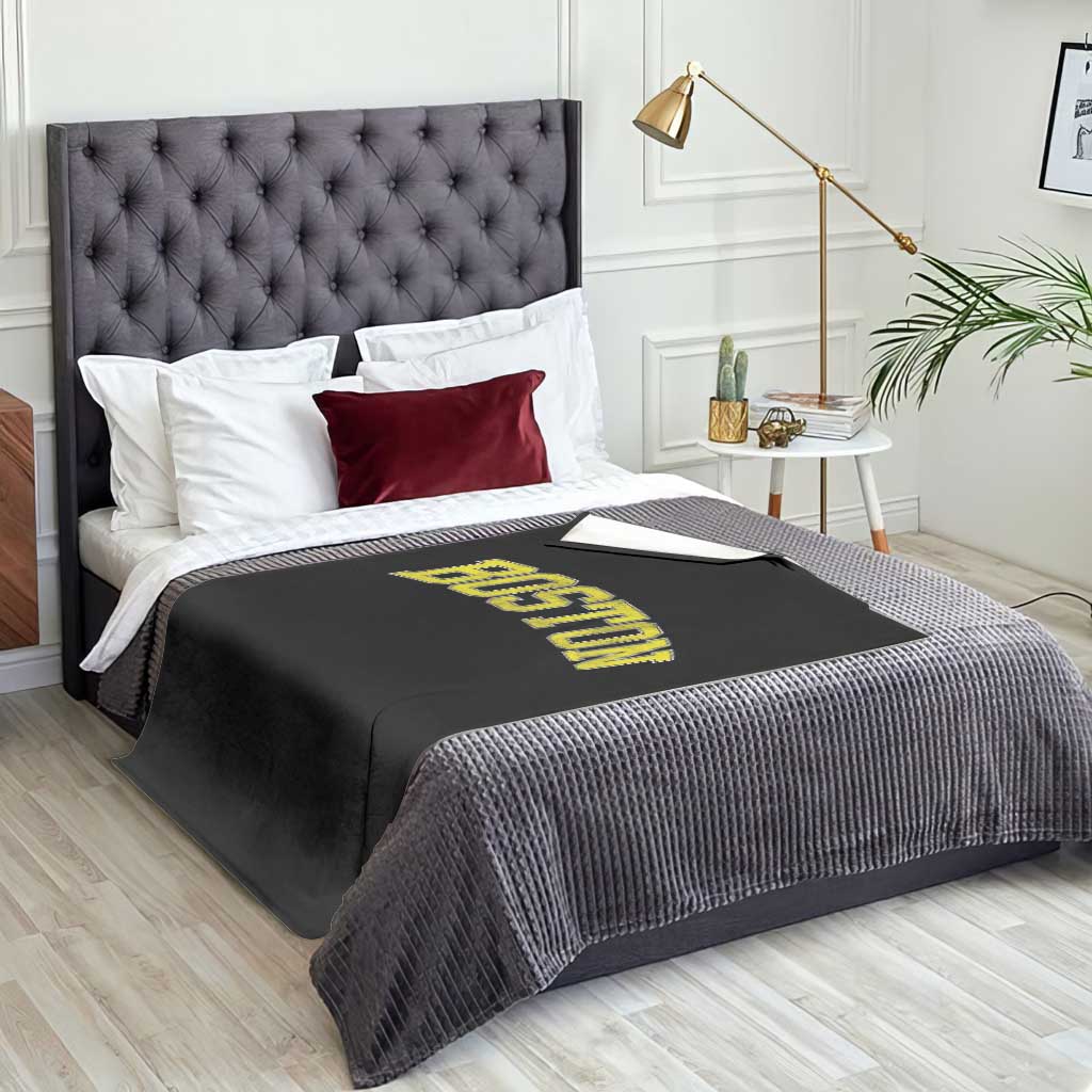 Retro Yellow Boston Massachusetts MA Vintage Throwback Running Throw Blanket TS11 Print Your Wear