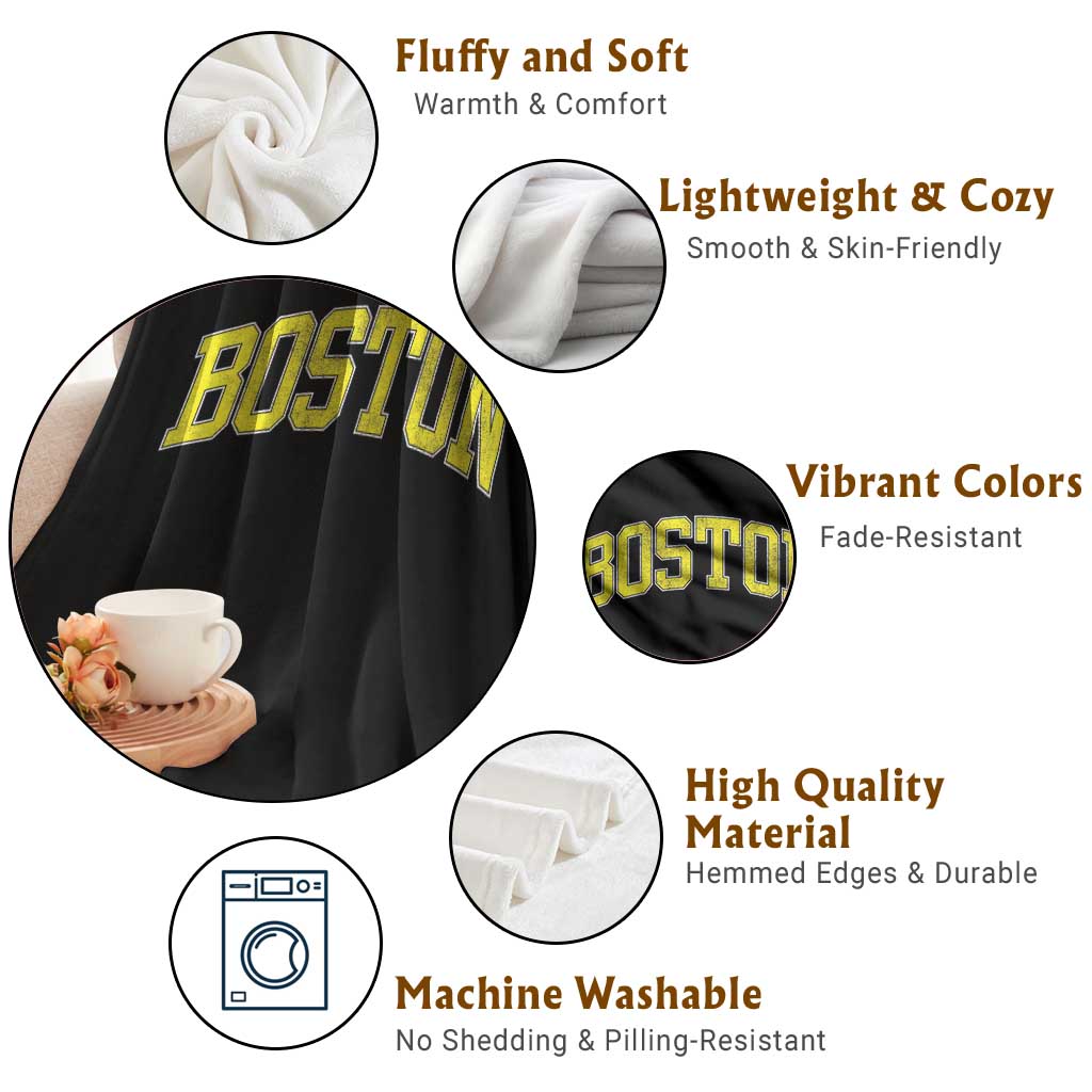 Retro Yellow Boston Massachusetts MA Vintage Throwback Running Throw Blanket TS11 Print Your Wear