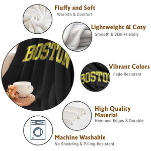 Retro Yellow Boston Massachusetts MA Vintage Throwback Running Throw Blanket TS11 Print Your Wear