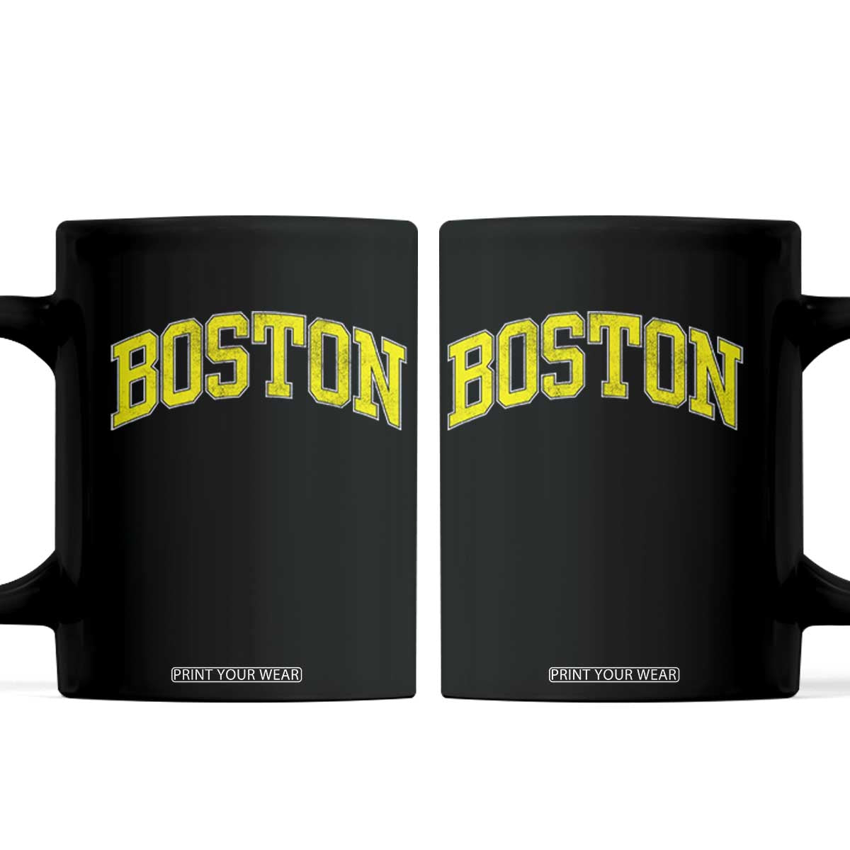 Retro Yellow Boston Massachusetts MA Vintage Throwback Running Coffee Mug TS11 Black Print Your Wear