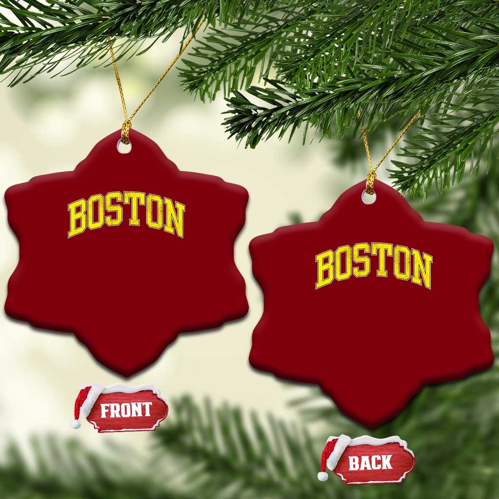 Retro Yellow Boston Massachusetts MA Vintage Throwback Running Ceramic Ornament TS11 Print Your Wear