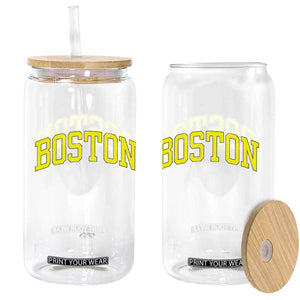 Retro Yellow Boston Massachusetts MA Vintage Throwback Running Glass Can TS11 Print Your Wear
