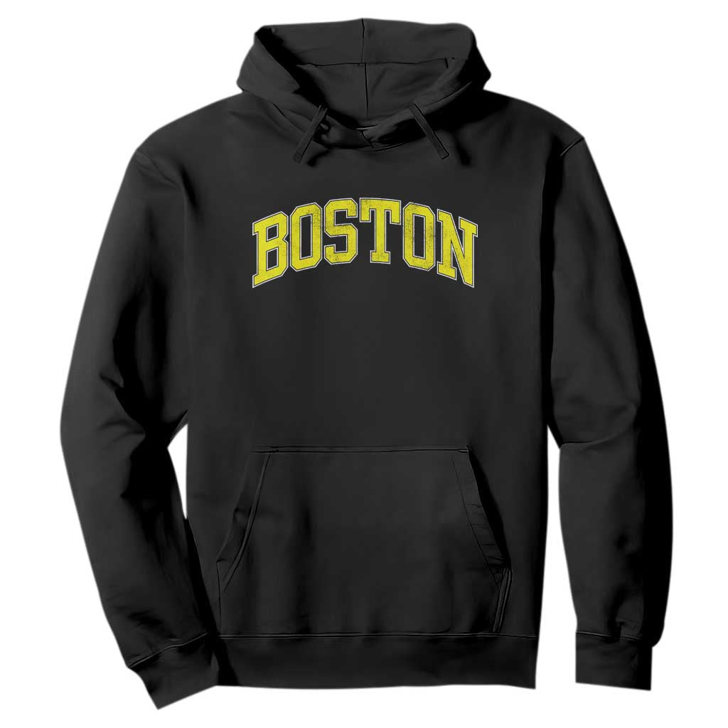 Retro Yellow Boston Massachusetts MA Vintage Throwback Running Hoodie TS11 Black Print Your Wear