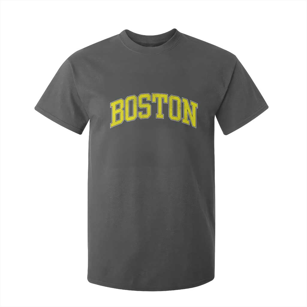 Retro Yellow Boston Massachusetts MA Vintage Throwback Running T Shirt For Kid TS11 Dark Heather Print Your Wear