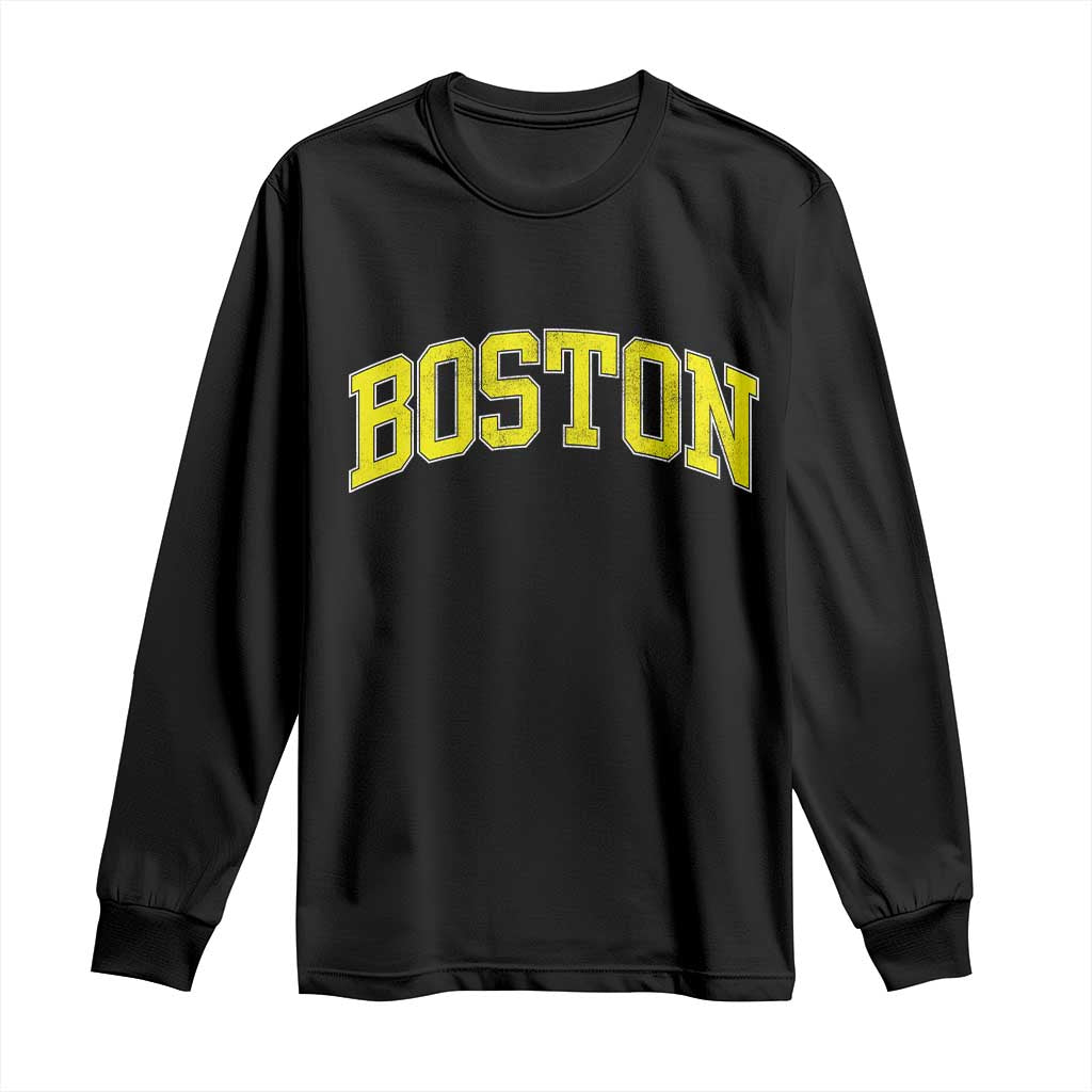 Retro Yellow Boston Massachusetts MA Vintage Throwback Running Long Sleeve Shirt TS11 Black Print Your Wear