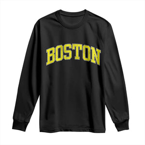 Retro Yellow Boston Massachusetts MA Vintage Throwback Running Long Sleeve Shirt TS11 Black Print Your Wear