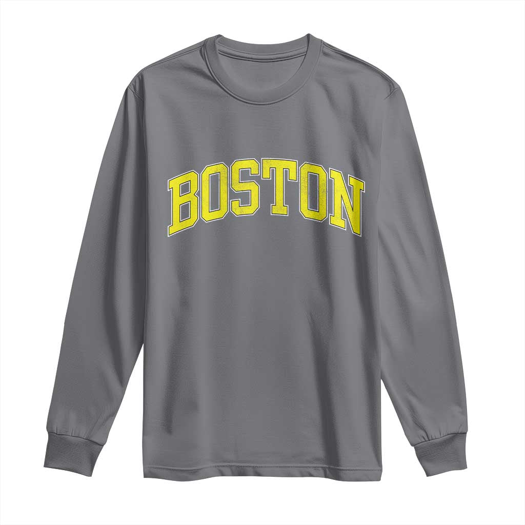 Retro Yellow Boston Massachusetts MA Vintage Throwback Running Long Sleeve Shirt TS11 Charcoal Print Your Wear
