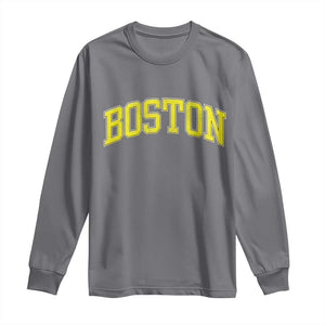 Retro Yellow Boston Massachusetts MA Vintage Throwback Running Long Sleeve Shirt TS11 Charcoal Print Your Wear