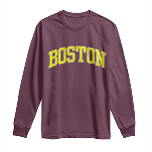 Retro Yellow Boston Massachusetts MA Vintage Throwback Running Long Sleeve Shirt TS11 Maroon Print Your Wear