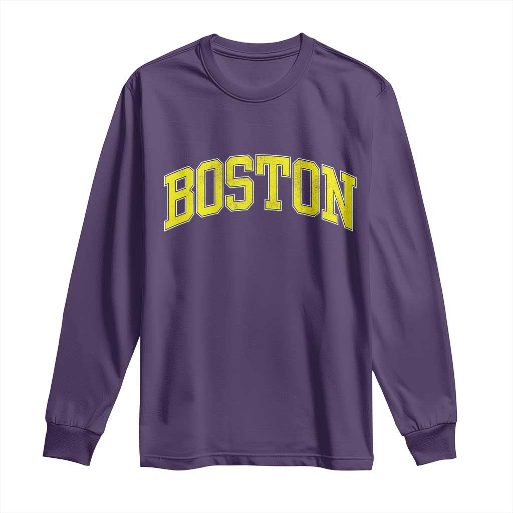 Retro Yellow Boston Massachusetts MA Vintage Throwback Running Long Sleeve Shirt TS11 Purple Print Your Wear