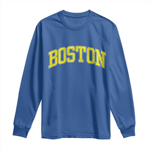 Retro Yellow Boston Massachusetts MA Vintage Throwback Running Long Sleeve Shirt TS11 Royal Blue Print Your Wear