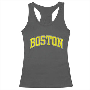 Retro Yellow Boston Massachusetts MA Vintage Throwback Running Racerback Tank Top TS11 Dark Heather Print Your Wear