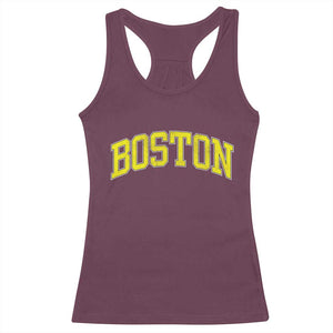 Retro Yellow Boston Massachusetts MA Vintage Throwback Running Racerback Tank Top TS11 Maroon Print Your Wear