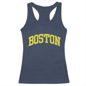 Retro Yellow Boston Massachusetts MA Vintage Throwback Running Racerback Tank Top TS11 Navy Print Your Wear