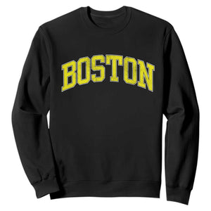 Retro Yellow Boston Massachusetts MA Vintage Throwback Running Sweatshirt TS11 Black Print Your Wear