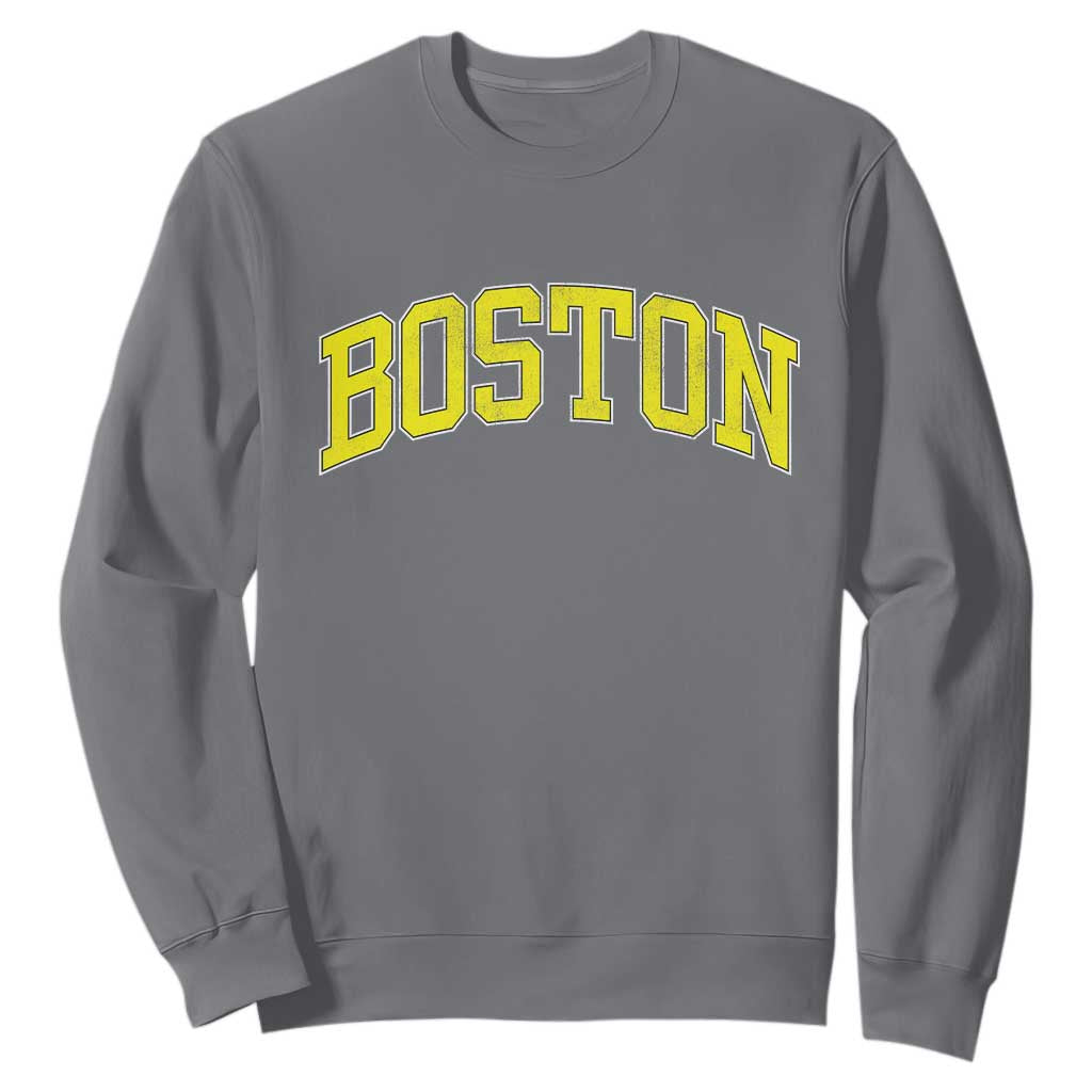 Retro Yellow Boston Massachusetts MA Vintage Throwback Running Sweatshirt TS11 Charcoal Print Your Wear