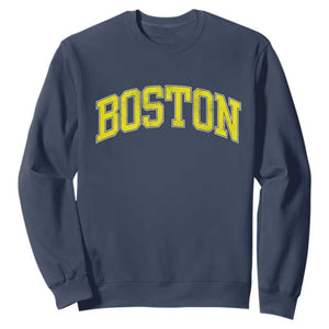 Retro Yellow Boston Massachusetts MA Vintage Throwback Running Sweatshirt TS11 Navy Print Your Wear